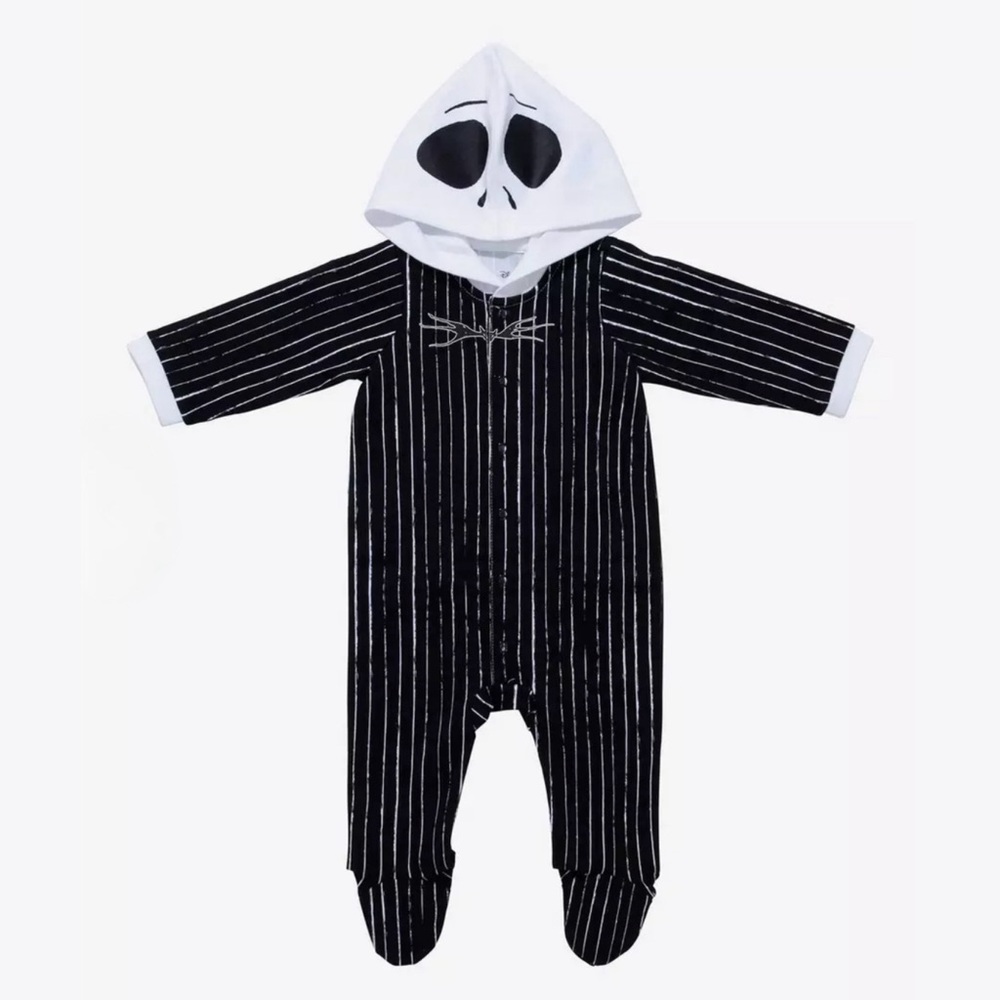 Jack Skellington Infant Hooded Footed Onesie Sizes 6 month and 8 month